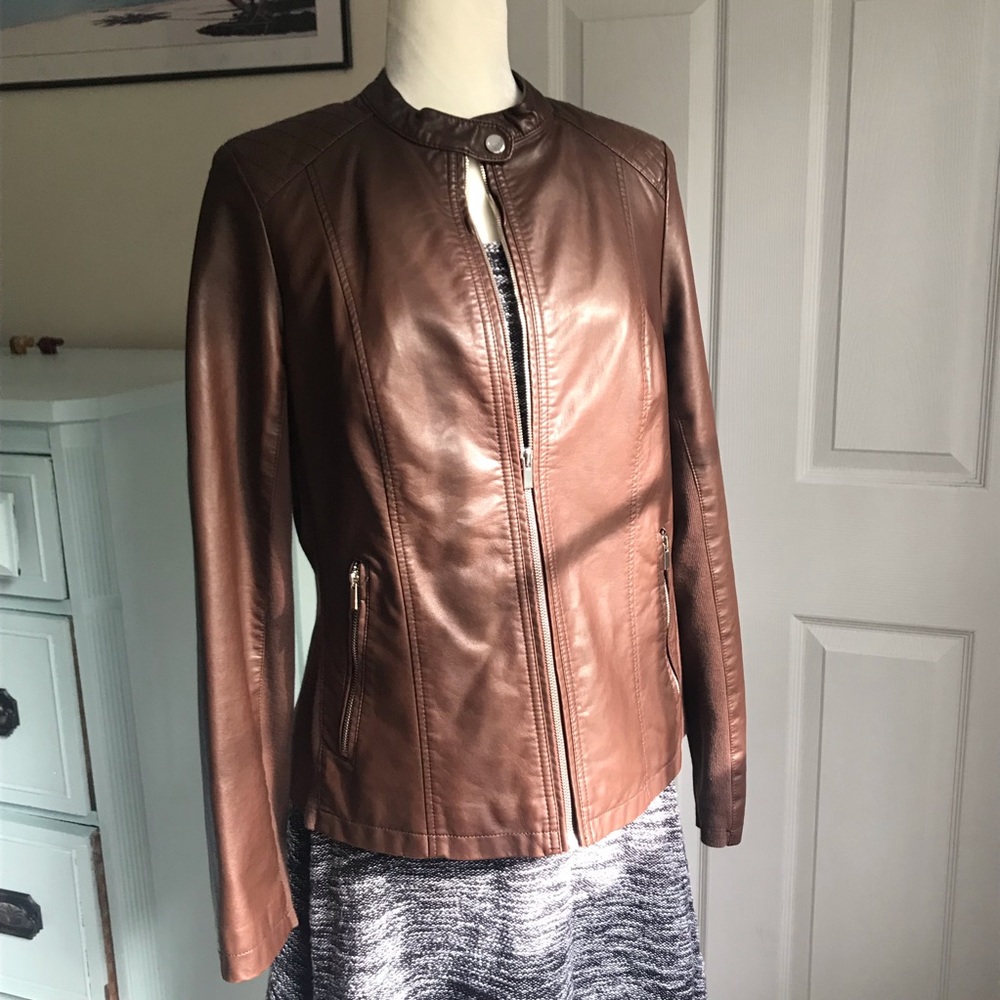 Kenneth Cole Reaction faux leather moto jacket